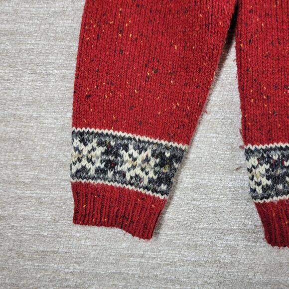 Vintage Just Design Fair Isle Sweater Women’s M Red Mock Neck Nordic Snowflake - Picture 5 of 13